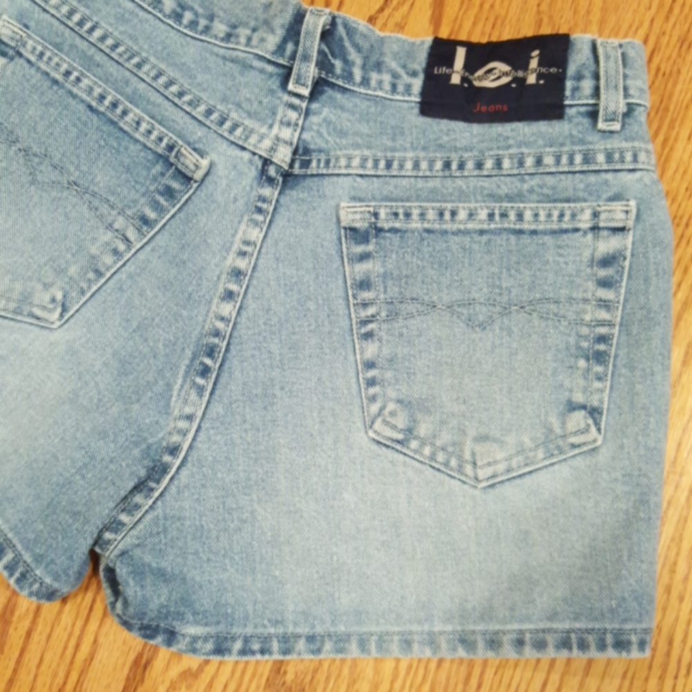 L.E.I. JEANS ♡ Super Sweet Vintage Denim Hi-Waist Wedgie Blue Jeans Shorts 5